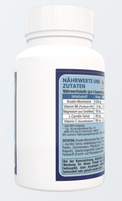 kreatin gummies 120 stück – 4 gummies pro tag = tagesdosis